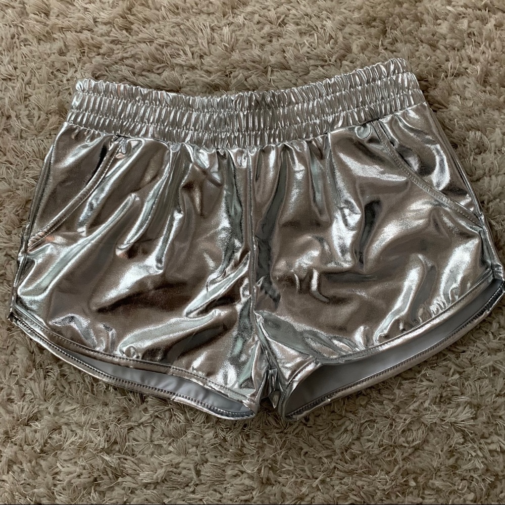 NWOT metallic silver shorts